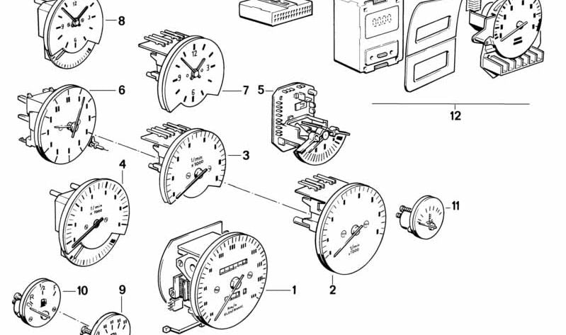 OEM Timer Watch 621377371 para BMW E30. Componente do quadro do instrumento. BMW original.