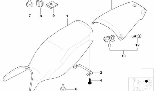 Rear seat lock set OEM 52537652853 for BMW Motorrad R1100S, R1100RS. Original BMW Motorrad.