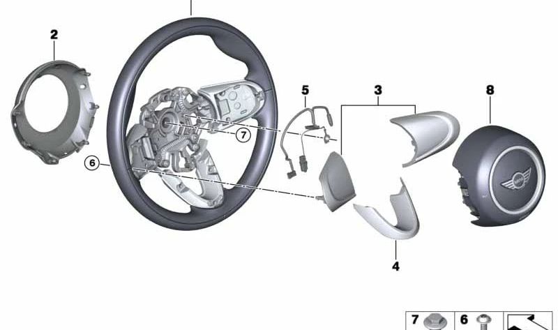 Cable de conexión para volante OEM 32306864897 para MINI F54, F55, F56, F57 y F60. Compatible con versiones Cooper y Cooper D. Original MINI.
