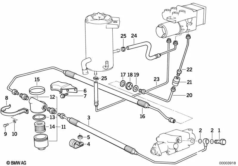 Pipe di ritorno per la serie BMW 7 E32 (OEM 37131159429). BMW originale.