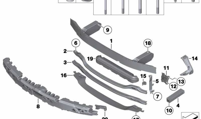 Soporte de unión derecho OEM 51117158894 para BMW F07, F10, F11, F06, F12, F13, F01, F02, F04. Original BMW.
