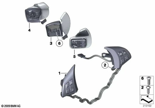 Multifunction Steering Wheel Switch for BMW E70N, E71 (OEM 61319239912). Original BMW.