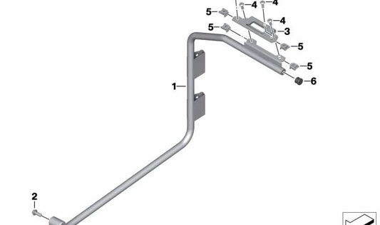 Estribo tubular trasero derecho OEM 63178382541 para motos BMW F750GS, F850GS, F900GS. Original BMW Motorrad.