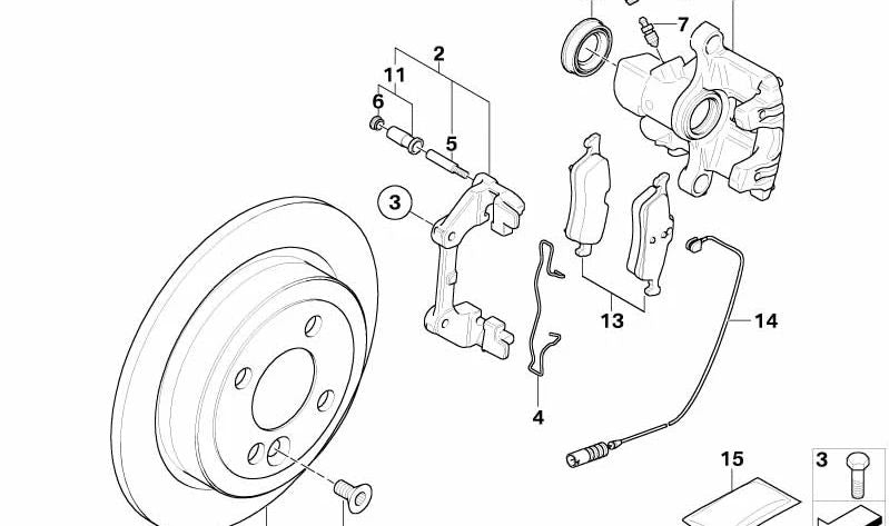 Caja para silla de freno trasero derecho OEM 34216763730 para MINI R50, R53, Cabrio R52. Original MINI.