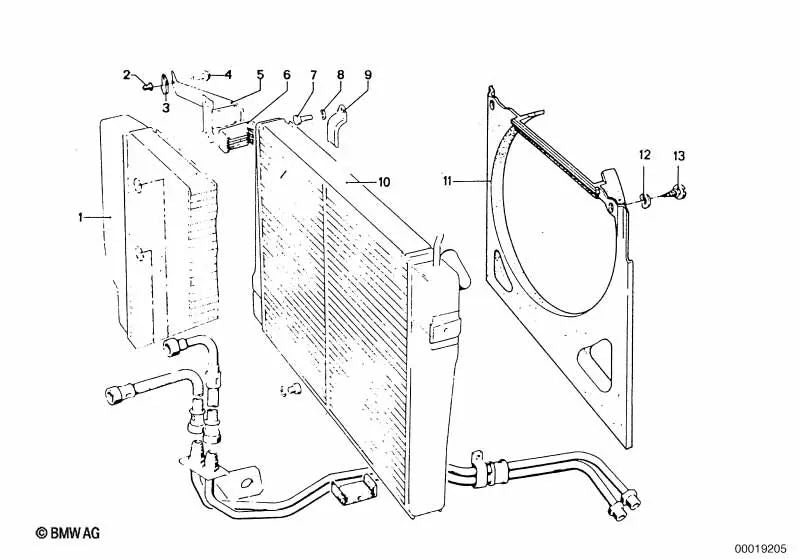 Coolant radiator for BMW E46, E90, F30, G20 (OEM 17111102866). Genuine BMW.