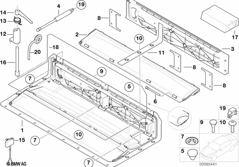 BMW Support Bolt Series 3 E46, serie 6 E64, E64N (OEM 54318236840). BMW originale