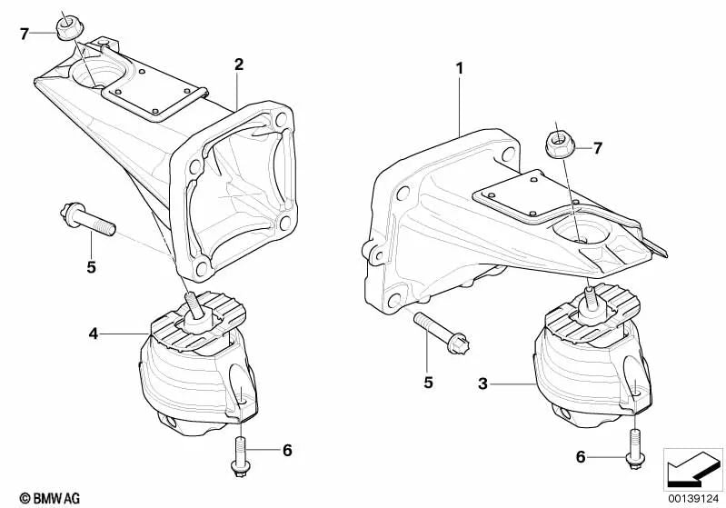 Supporto del motore sinistro per BMW E60, E61N, E63, E64 (OEM 2211282627). BMW originale