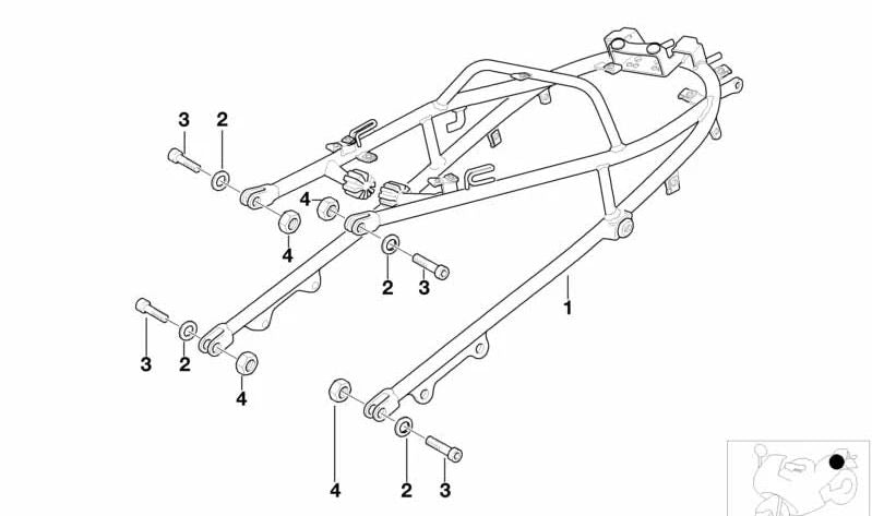 Cuadro trasero OEM 46517666448 para motos BMW R1100S, R1100RS. Original BMW Motorrad.