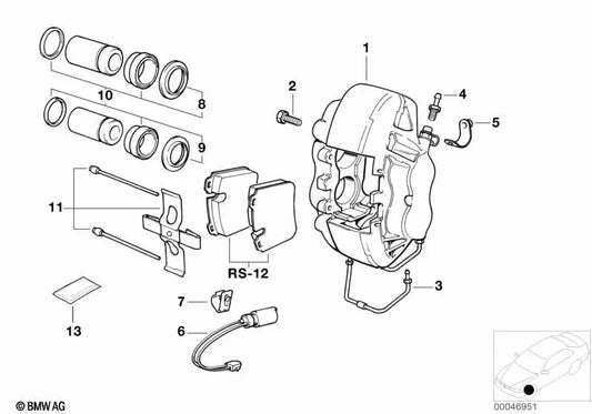 Conjunto de pastilhas de freio traseiro OEM 34112227863 para BMW Série 5 E34 M5, Série 8 E31 850CSi. BMW genuíno.