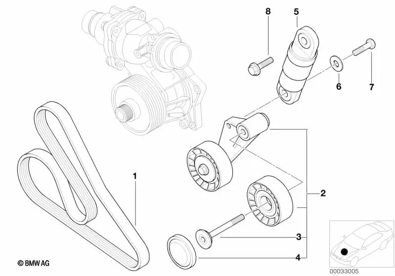 Rollo tensor con palanca OEM 11282248214 para BMW Serie 5 E39, Serie 7 E38. Original BMW.