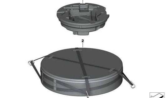 Armazenamento de roda sobressalente para BMW G87, G20, G28, G80, G82, G83 (OEM 71106886419). BMW original.