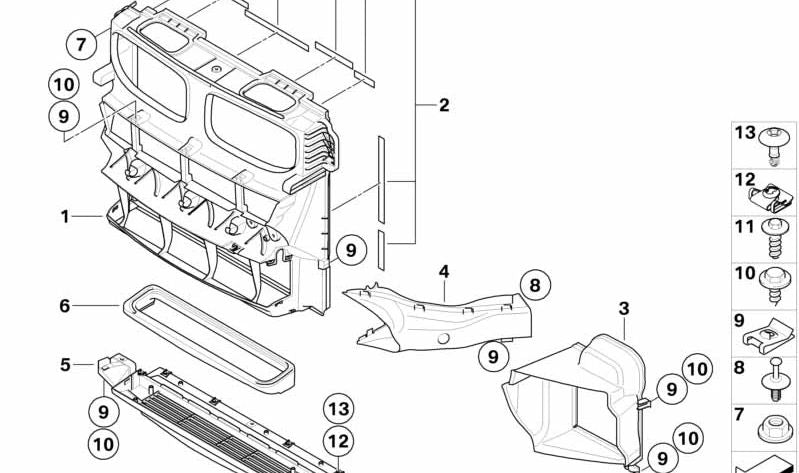 Canal de aire de freno derecho OEM 51747205944 para BMW E70, E71 (X5 y X6). Original BMW