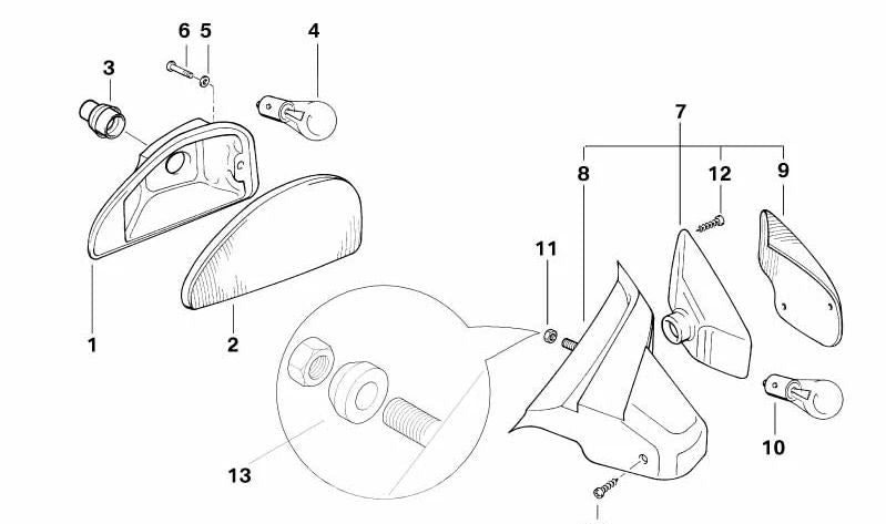 Cristal derecho OEM 63132306146 para motos BMW R1100RS (1992-2001). Original BMW Motorrad.