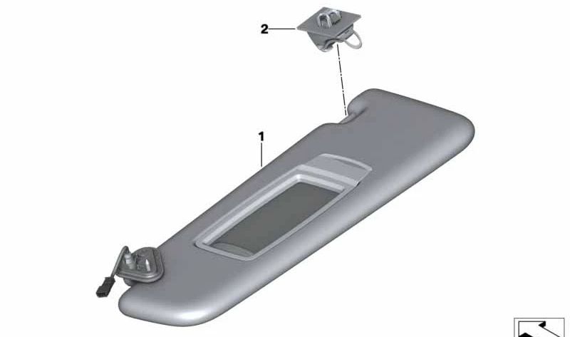 Parasoles Alcantara color Tartufo (derecho) OEM 51167989030 para BMW G11, G11N, G12, G12N. Accesorio interior original BMW.