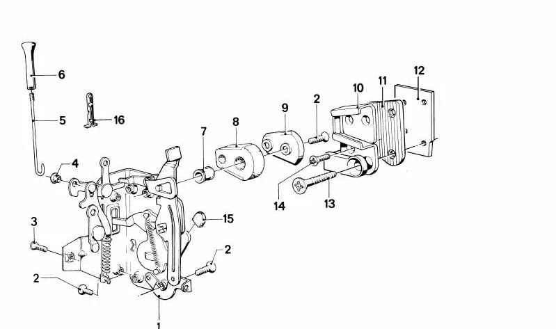 Front left lock for BMW 7 Series E23 (OEM 51211885915). Original BMW.