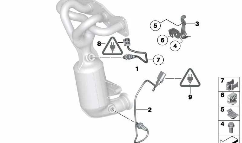 Soporte sonda lambda OEM 11787566136 para MINI R56, R55, R57, R58, R59, R60, R61... y más. Original MINI.