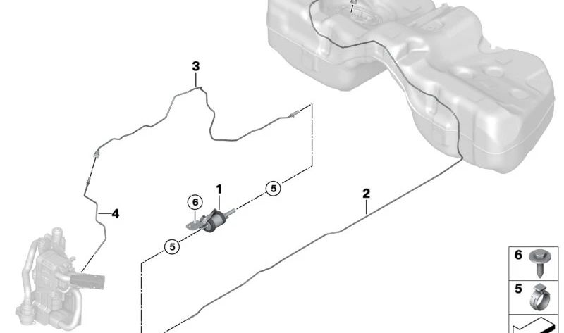 Tubería de combustible calefacción auxiliar OEM 64129873876 para BMW G70. Original BMW.
