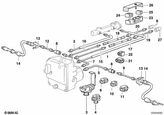 Tubería de freno OEM 34326755551 para BMW 1502, 1600, 1602, 3' E21, 5' E12, 7' E38... y más. Original BMW.