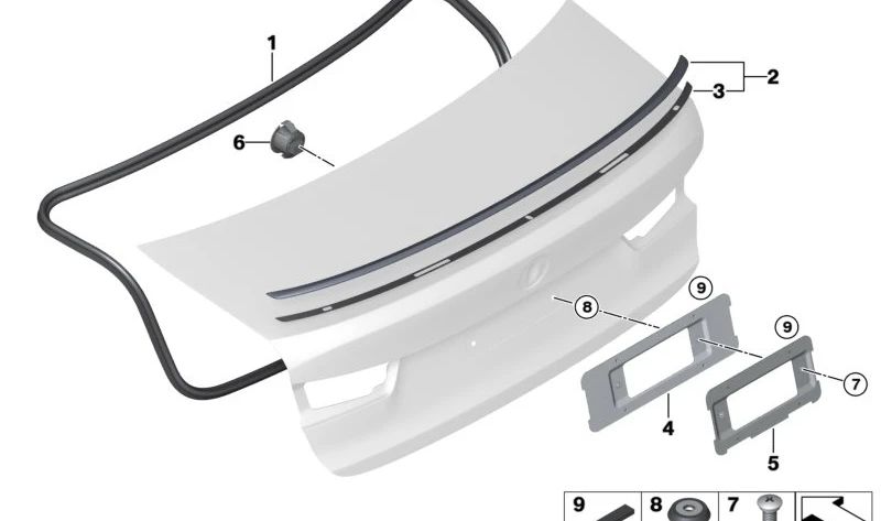 Alerón trasero imprimado OEM 51628092947 para BMW Serie 3 G20, G28, 316d, 318d {todos los modelos compatibles}. Original BMW.