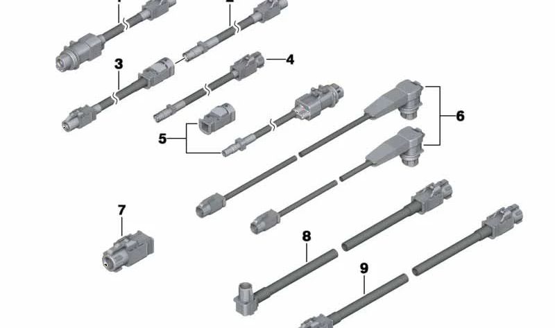 Cable HSD OEM 61129241793 para BMW X6 E71 (modelos M Competition, xDrive30d, xDrive35d, xDrive35i, xDrive40d). Longitud 8145 mm. Recambio original BMW.