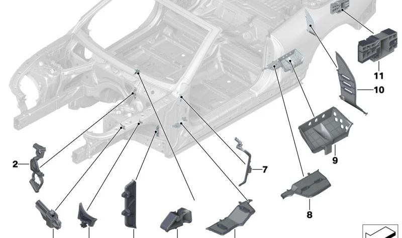 Canal de drenaje derecho OEM 41009625666 para BMW F91, G14. Original BMW.