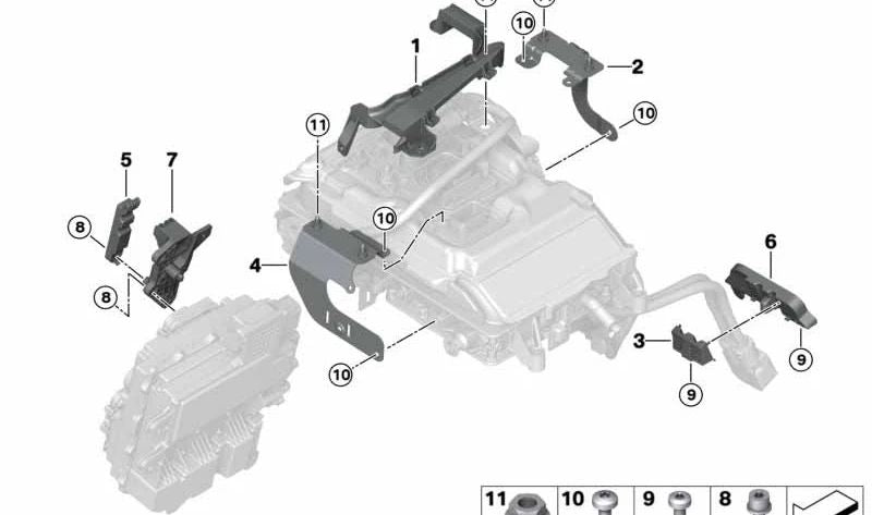 Chapa de sujeción descarga de tracción OEM 12909470180 para MINI F56 BEV, F56 BEV LCI. Original MINI.