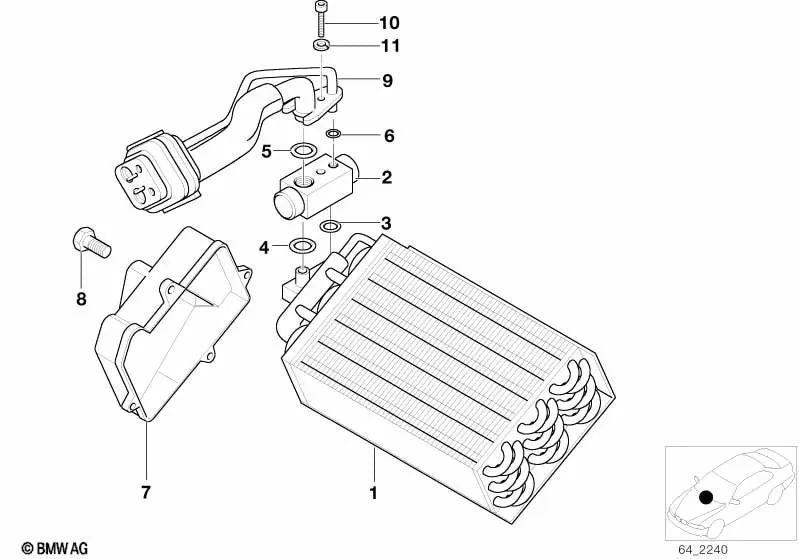 Evaporator Cover for BMW 3 Series E30 (OEM 64111376851). Genuine BMW