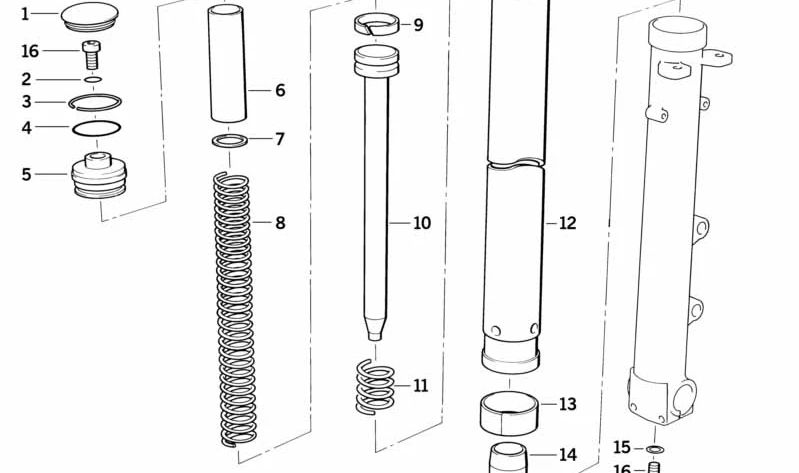 Casquillo guía OEM 31422312847 para BMW Motorrad {FE169, 310333, 310343, 310924}. Compatible con componentes de horquilla delantera. Original BMW.