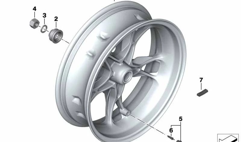 Espaciador de rueda trasera OEM 36318558629 para BMW Motorrad C 400 GT (CK08, 0C06, 0C61, 0S01, 0S03) y C 400 X (CK09, 0C09, 0C31, 0S11). Original BMW Motorrad.