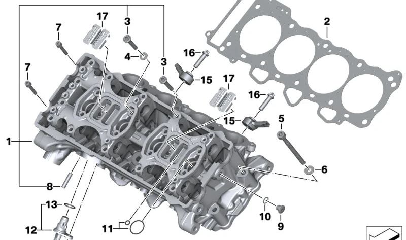 Junta de culata OEM 11128556426 para motos BMW HP4 (K42), S 1000 RR (K46), S 1000 R (K47), S 1000 XR (K49). Original BMW Motorrad.