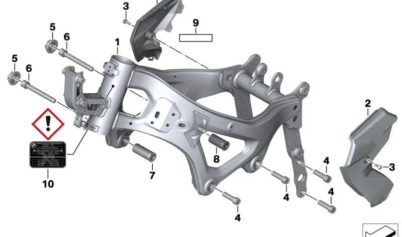 Quadro frontal sem VIN OEM 46518564801 para BMW Motorrad F 750 GS, F 800 GS. Originais BMW Motorrad.