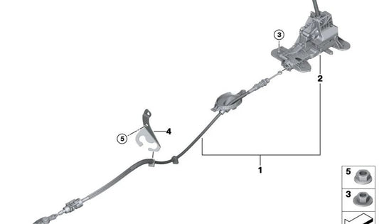 Soporte guía del cable del cambio OEM 25168635799 para BMW F45, F45N, F48N, F49, F49N, F39 y MINI F60N. Pieza original BMW y MINI.
