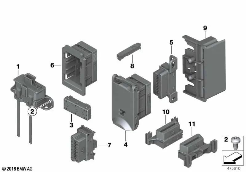Carcaça de soquete para BMW F20, F21, F52, F22, F23, F87, F34, I01 (OEM 61139253563). BMW original