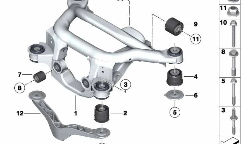 Soporte Silentblock delantero izquierdo OEM 33316770815 para BMW E85, E86, E89. Original BMW.