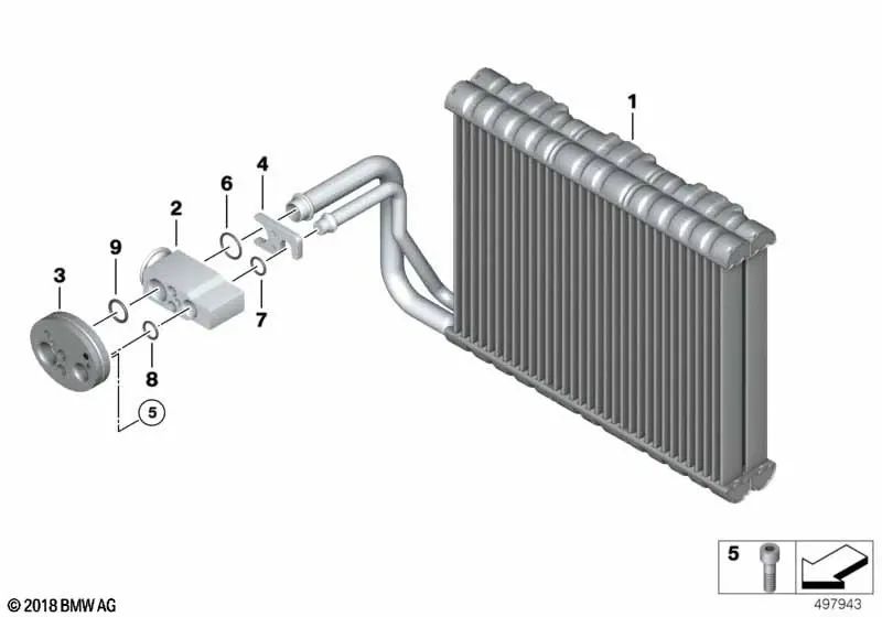 Flange for BMW F07, F10, F11, F06, F12, F13, F01N, F02N, F18N 5 Series, 6 Series, 7 Series (OEM 64119187293). Genuine BMW.