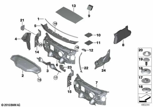 Vedação da estrutura lateral esquerda para BMW F39 (OEM 51489476679). BMW original