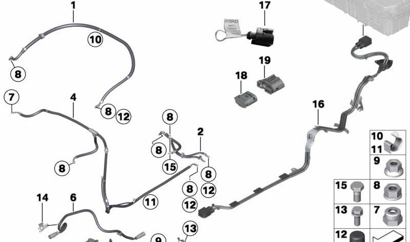Cablaggio elettibile. di compressore del refrigerante per la BMW 5 F10 Series, 7 F01N, F02N (OEM 12437625257). BMW originale