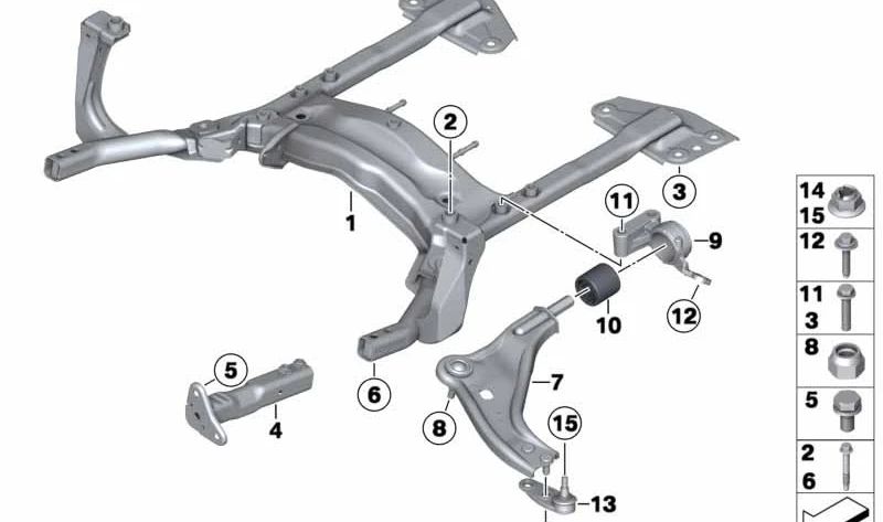 Brazo transversal delantero izquierdo OEM 31126772301 para MINI R56, R55, R57, R58, R59. Original MINI.