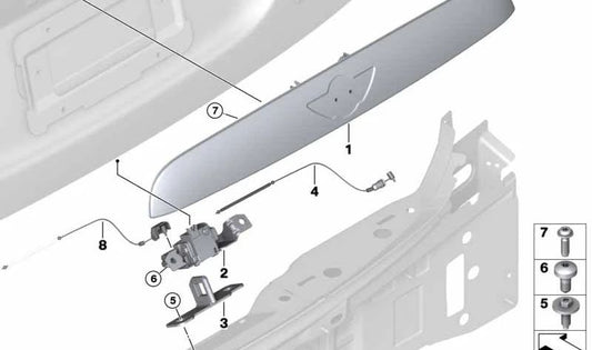 Agarradero tapa portamaletas OEM 51137954062 para MINI F56 Cooper SE. Original MINI.