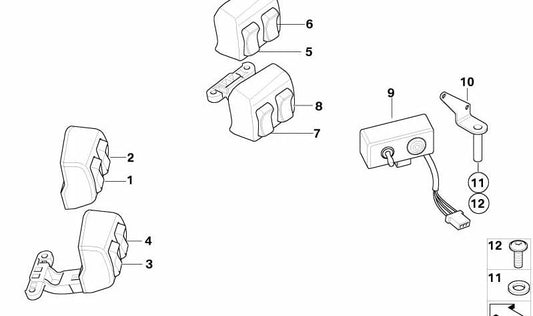 Interruptor de bocina OEM 61317689815 para BMW Motorrad R1200RT, R900RT (K26). Original BMW Motorrad.