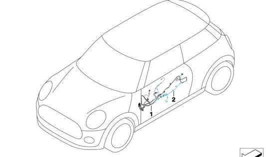 Adaptador de cableado puerta delantera OEM 61128779846 para MINI F56, F55, F57, F54. Compatible con varias versiones y carrocerías delanteras. Original MINI.