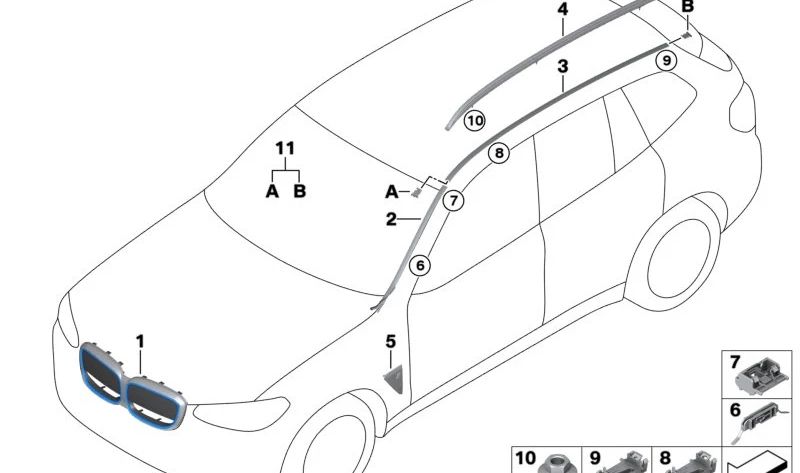 Rejilla Decorativa Frontal para BMW (OEM 51135A1AB79). Original BMW