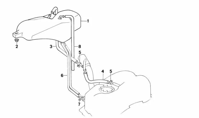 Deposito di espansione OEM 16131179025 per BMW E34 (serie 5er) ed E32 (serie 7er). Sostituzione BMW originale.