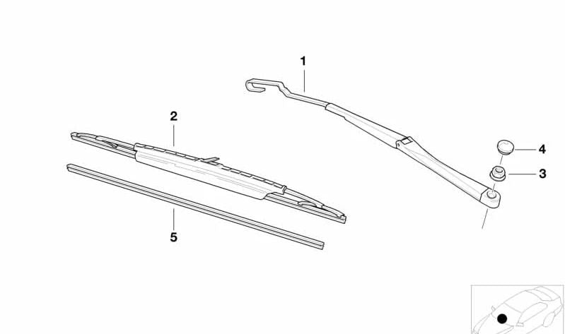 Brazo limpiaparabrisas derecho OEM 61618389550 para BMW Z3 E36 {Z3 1.8, 1.9, 2.0, 2.2i, 2.8} modelos de 1995 a 2002. Original BMW.