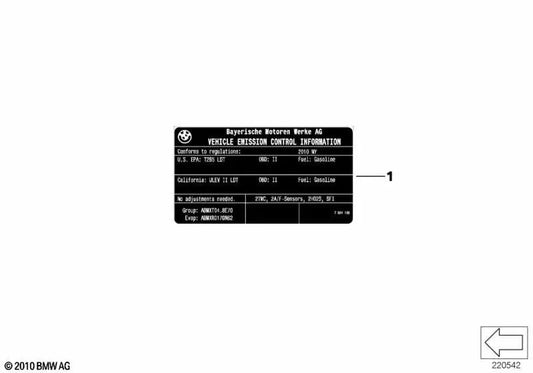 Rótulo "Gas de escape" OEM 71221439254 para BMW E36, E39, Z3. Original BMW.