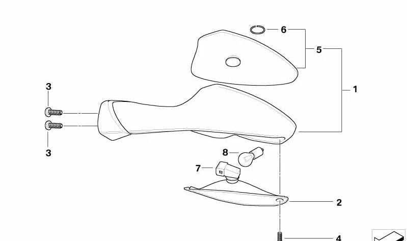 Cristal de espejo derecho OEM 51167698080 para motos BMW K1200S, K1300S, R1200S. Original BMW Motorrad.