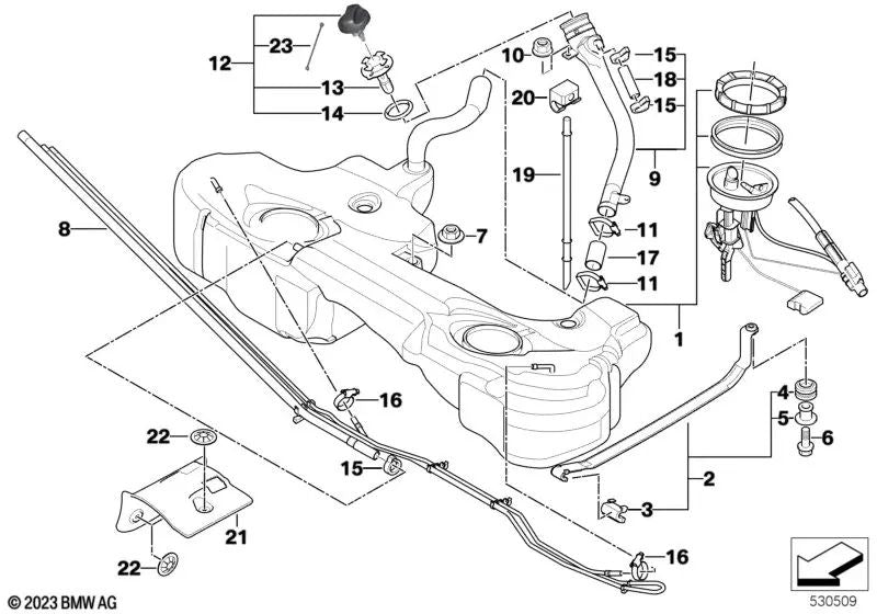 Tubo de enchimento de plástico para BMW E46 (OEM 16116757662). BMW original