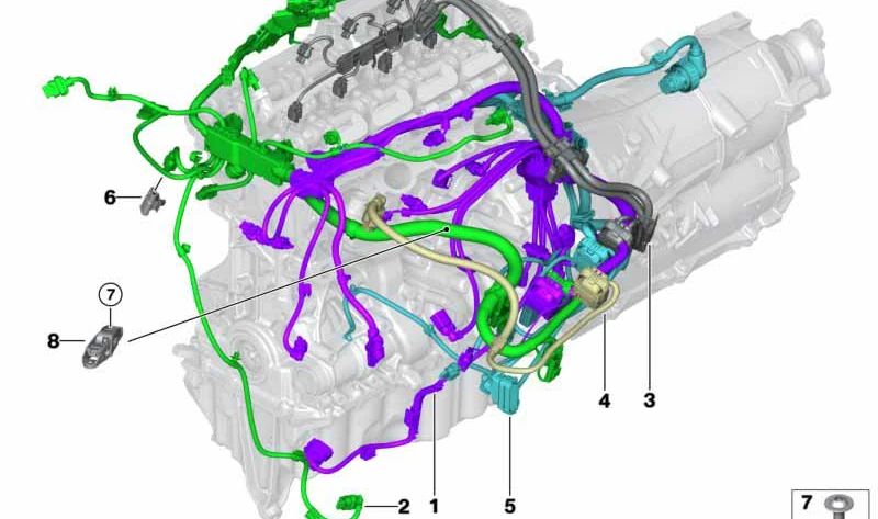 OEM motor sensor wiring 12519896289 for BMW G30N, G31N. Original harness for engine sensor module in plug -in hybrid models (PHEV). Only compatible with BMW. Original BMW.