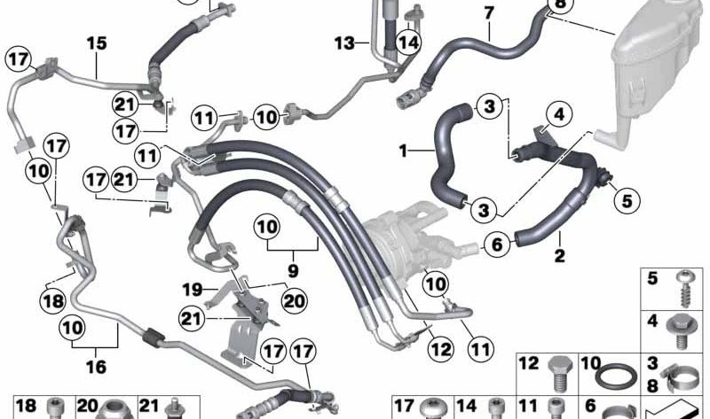 Tube de retour dynamique entraîner OEM 32416776810 pour BMW F07, F10, F11, F06, F12, F13, F01, F02. BMW d'origine.