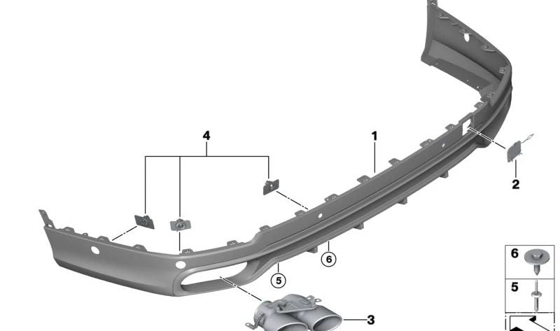 Embellecedor de tubo de escape derecho OEM 51127998356 para BMW X7 G07. Pieza original BMW.